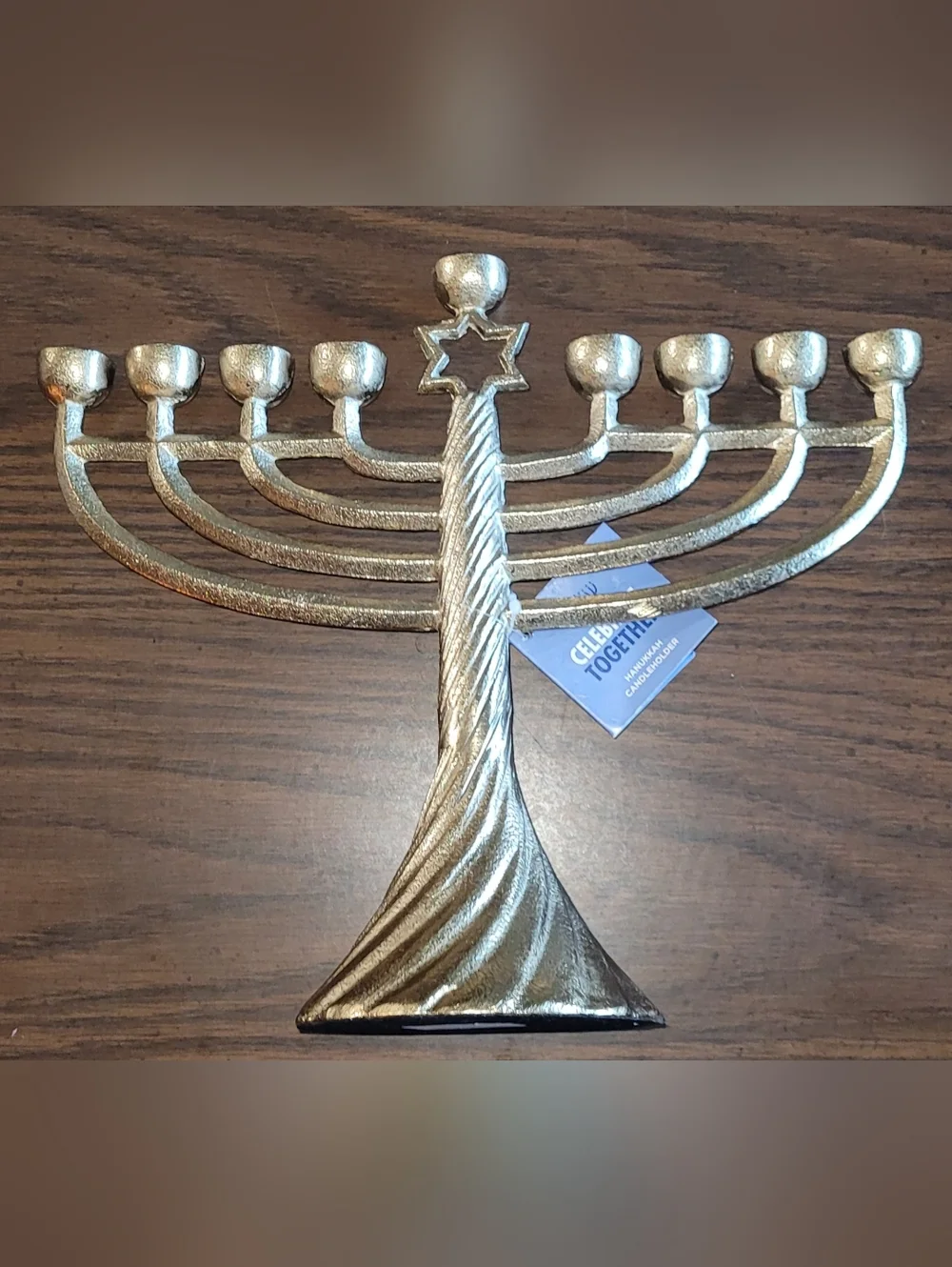 Ornate Gold Menorah Hanukkah Candle Holder - Decorative Home Accent